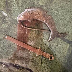 Decorative Brass Fish Lock and Key